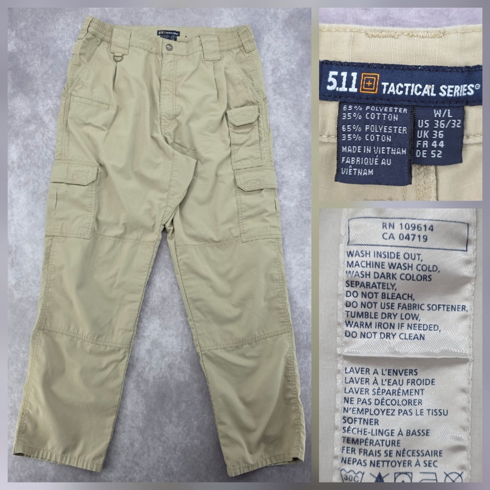 5.11 Tactical Series Cargo Pants Men's 36x32 Khaki Beige Tan Ripstop Work Hiking